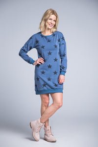 Breastfeeding open back blue dress - STARS!