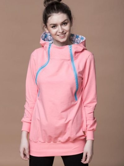 Breastfeeding cozy hoodie - Coral Blue!
