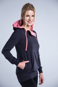 Breastfeeding black cozy hoodie - Pink love!