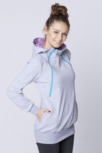Breastfeeding light grey cozy hoodie - Turquize!