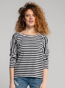 Breastfeeding longsleeve V navy blue stripes