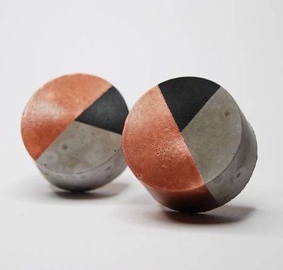 Concrete round cabinet Knob two colour design | Black bronze