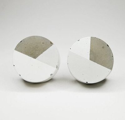 Concrete round cabinet Knob two colour design | White Grey